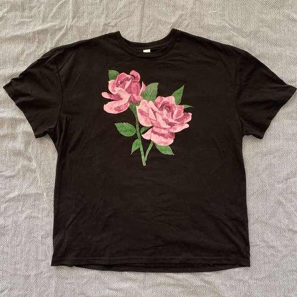 Other - Pink Roses Black Graphic T-Shirt